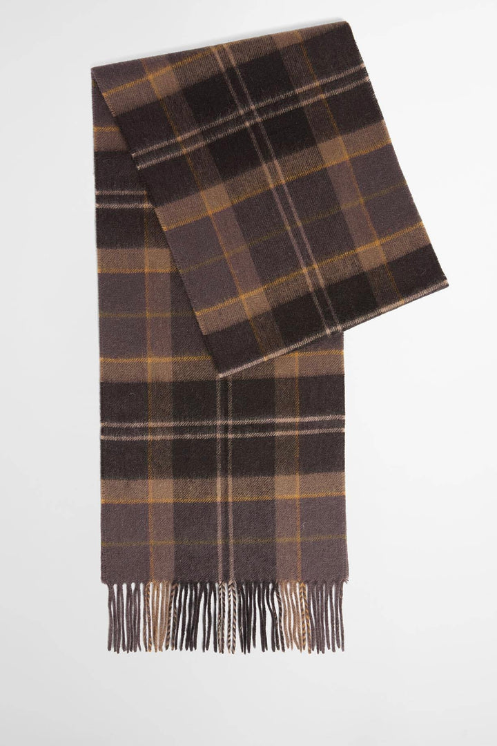 Barbour Mineral Tartan Wool-Cashmere Scarf Dried Bracken