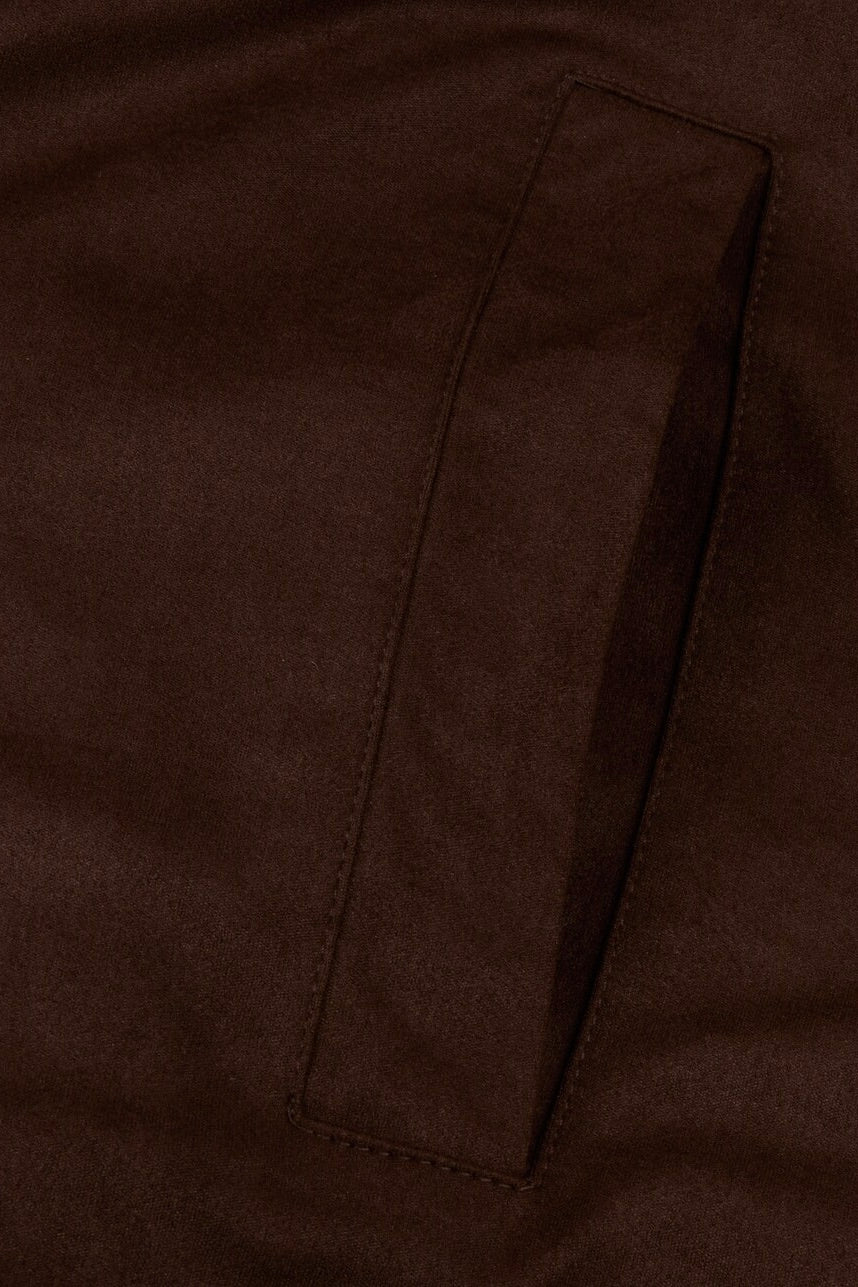 Cardigan Knitted Hybrid Buttoned Alcantara Brown