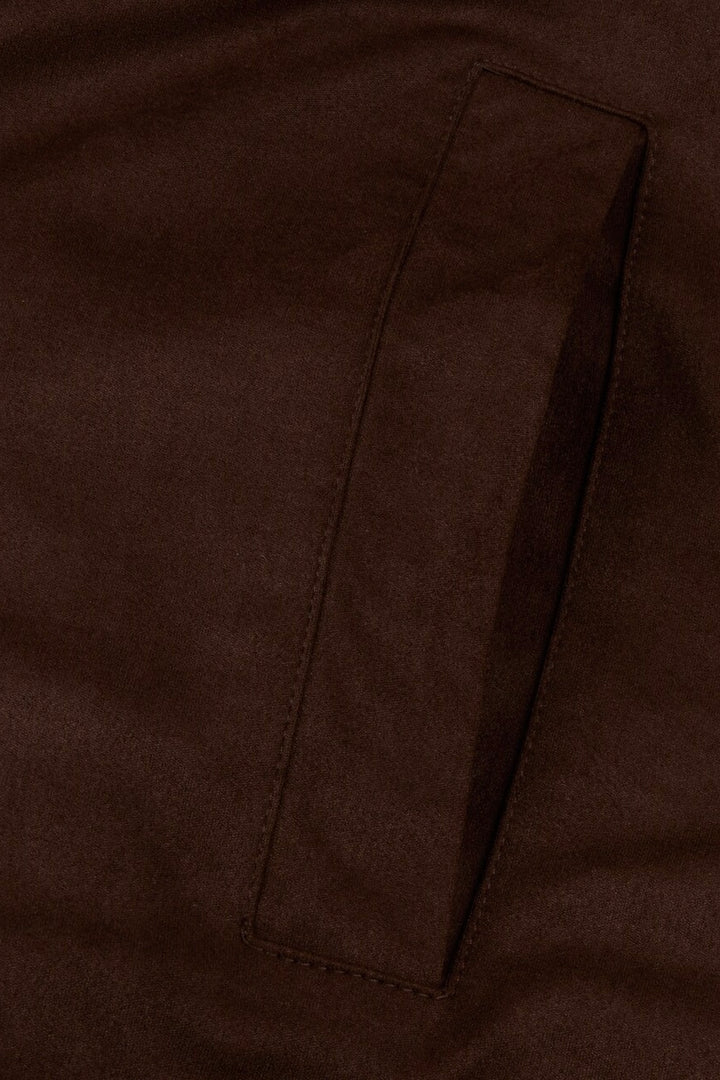 Cardigan Knitted Hybrid Buttoned Alcantara Brown