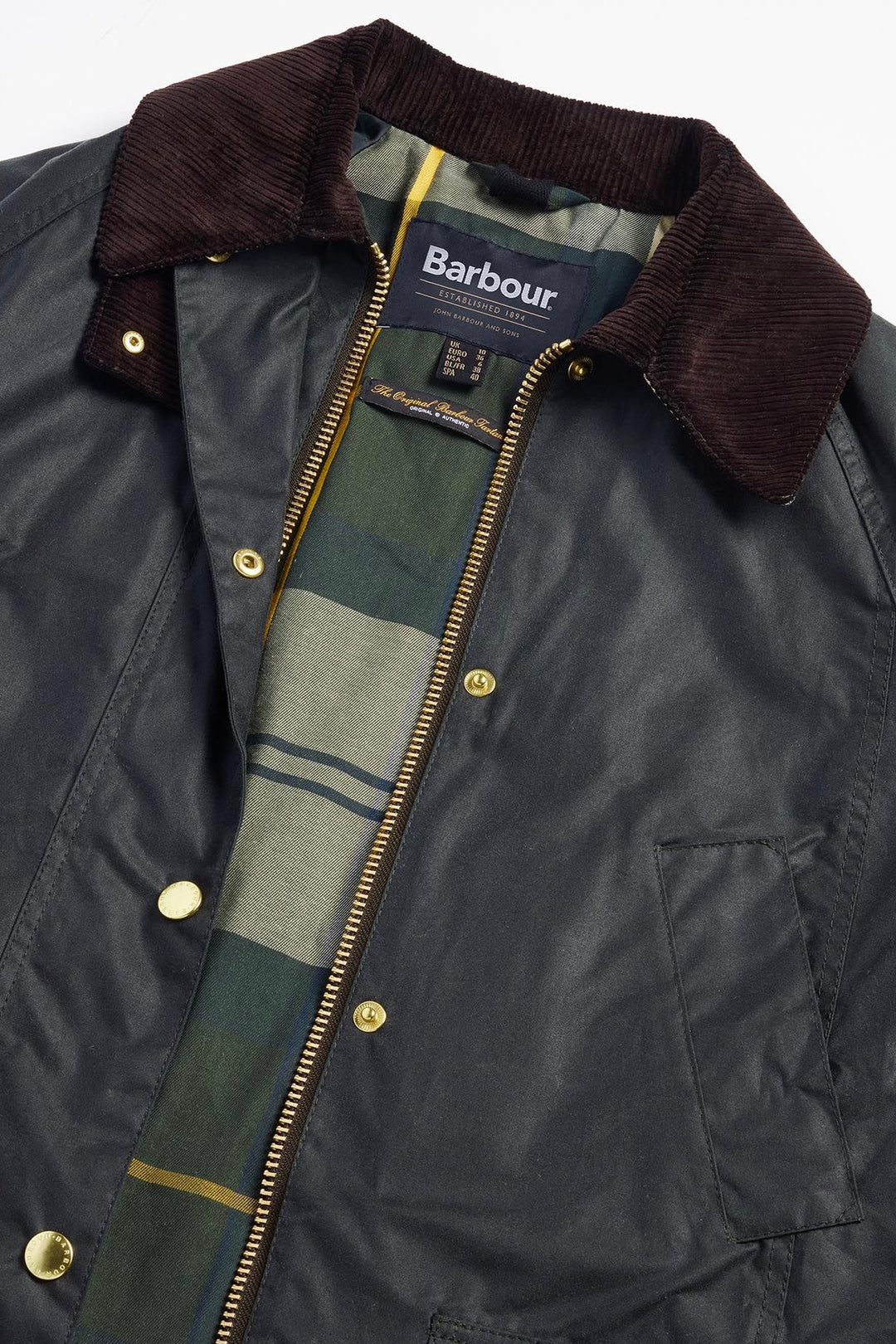 Barbour Long Beadnell Waxed Jacket Sage