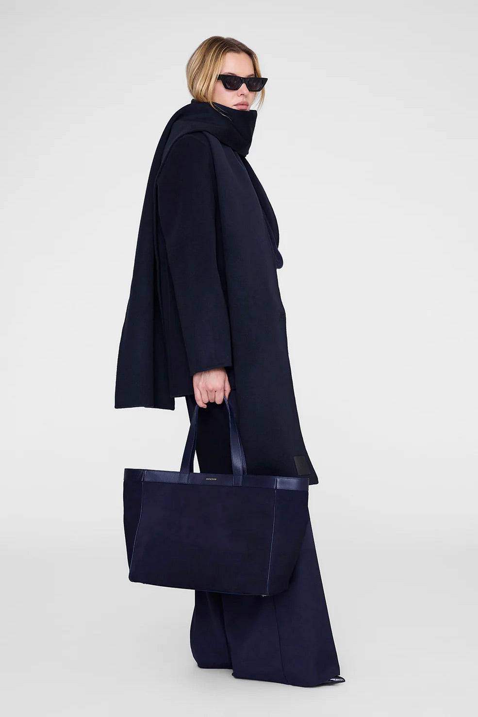 ANINE BING Medium Rio Tote Navy Suede - Dale