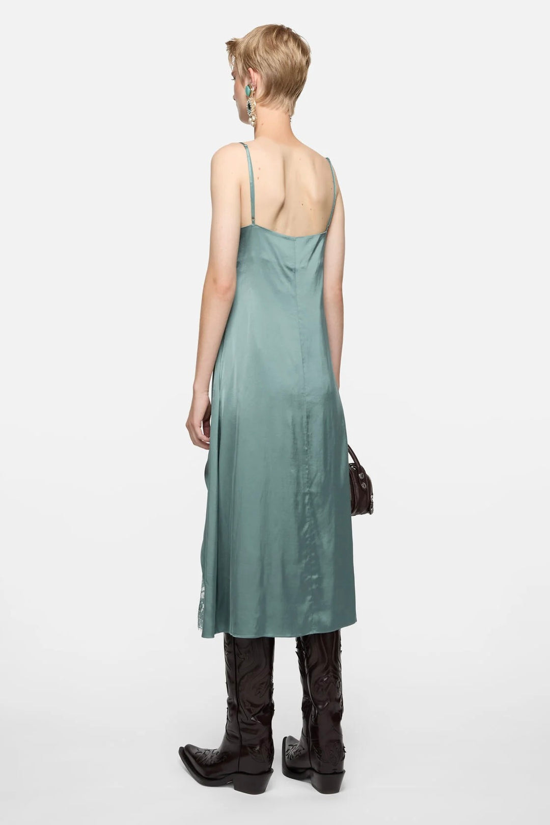 ACNE STUDIOS Satin Slip Dress Sage Green - Dale