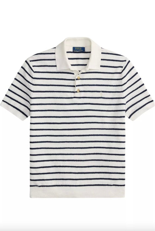 POLO RALPH LAUREN Short Sleeve Cotton Blend Polo Deckwash White Combo - Dale