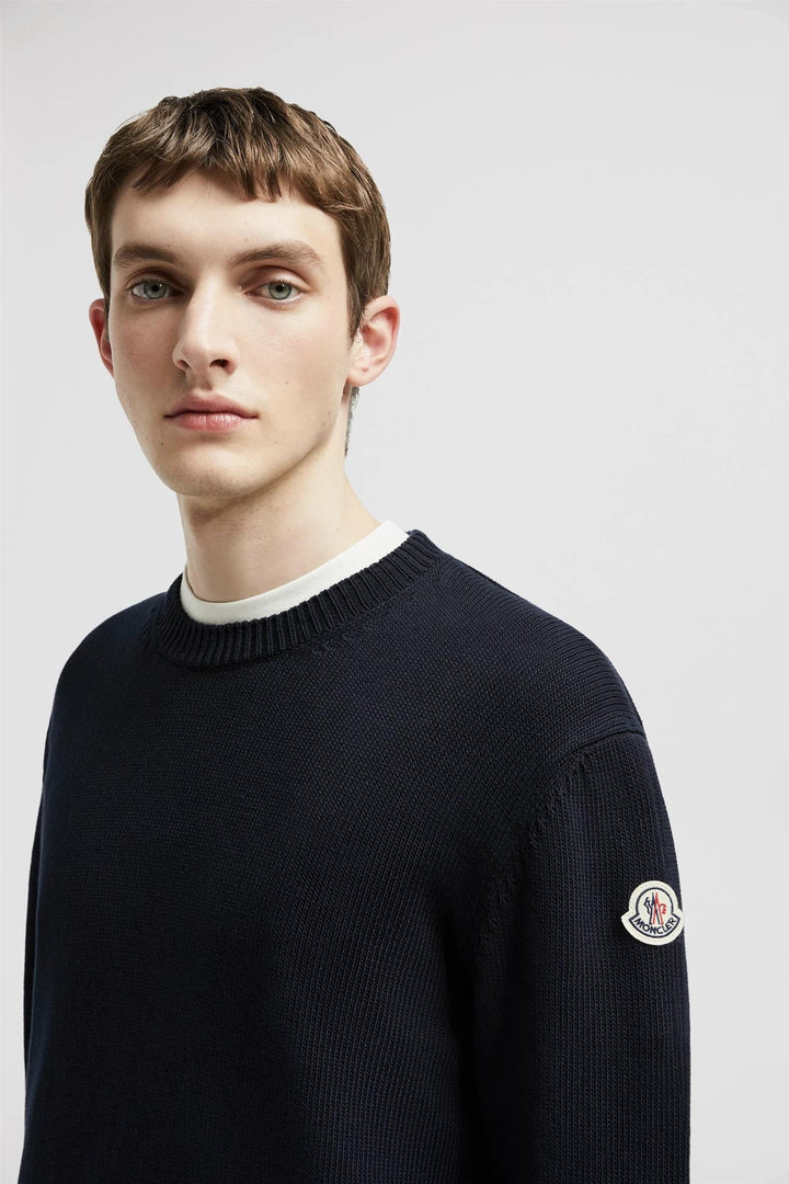 Logo Patch Cotton Jumper Blue