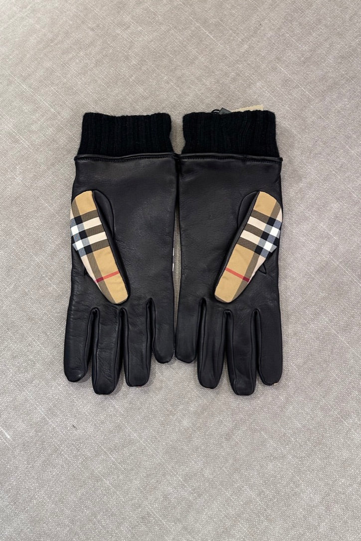 Classic Check Leather Gloves