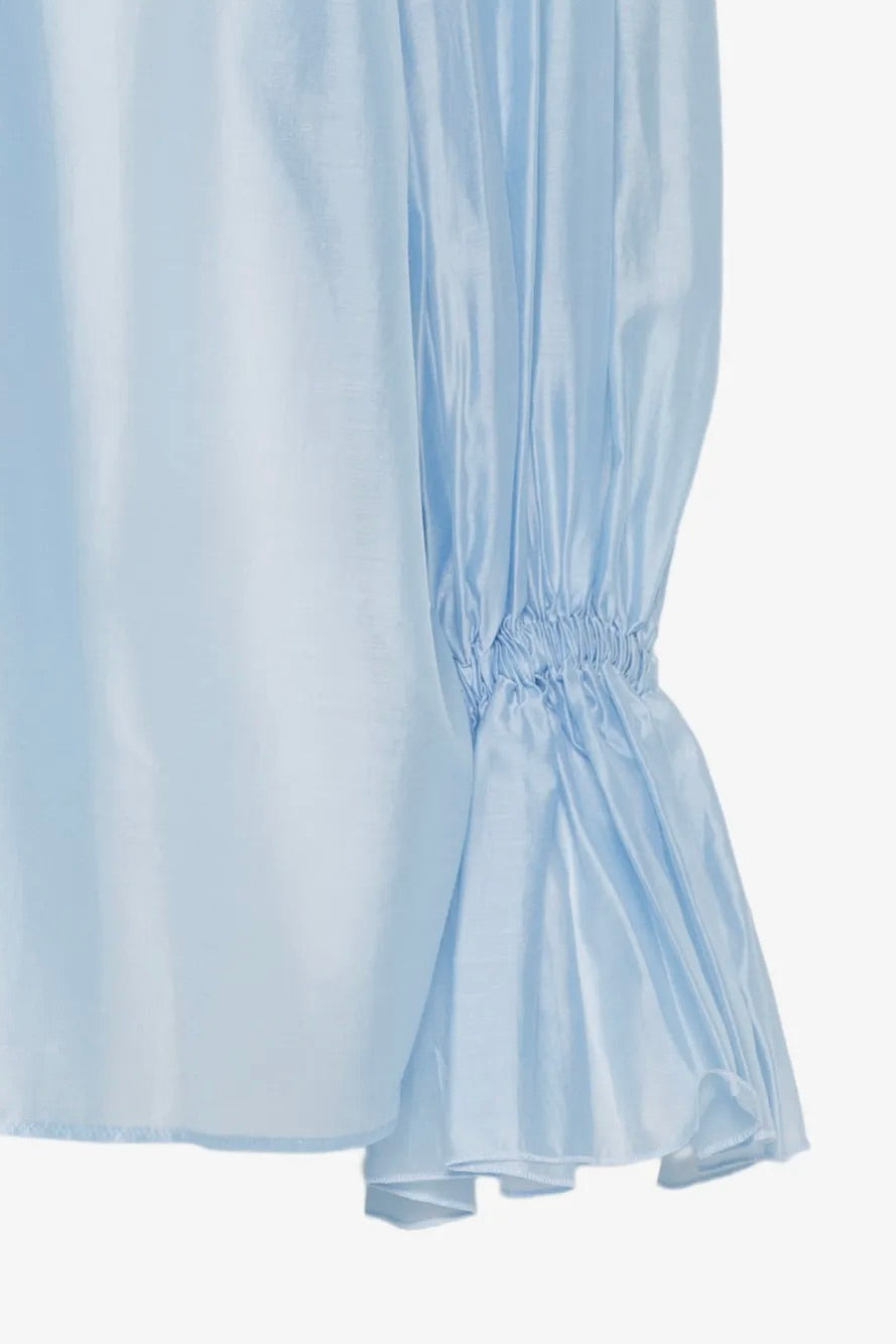 Estelle Ruffled Neck Blouse Light Blue