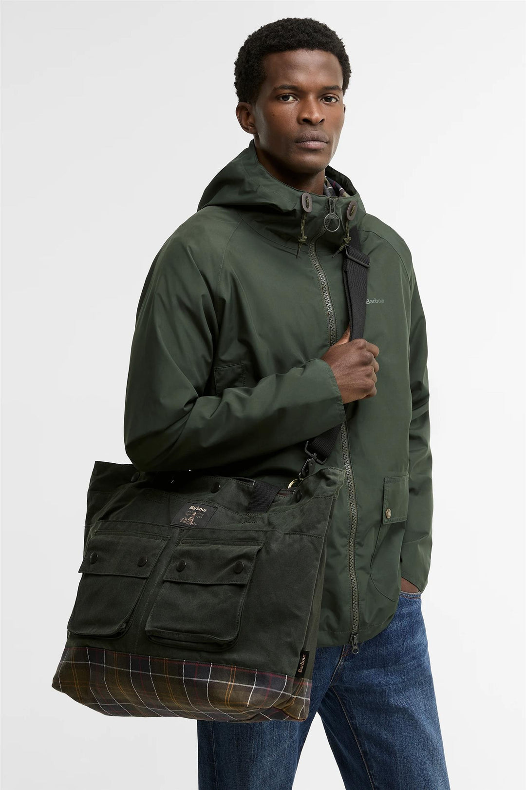 Barbour Field Waxed Tote Bag Sage