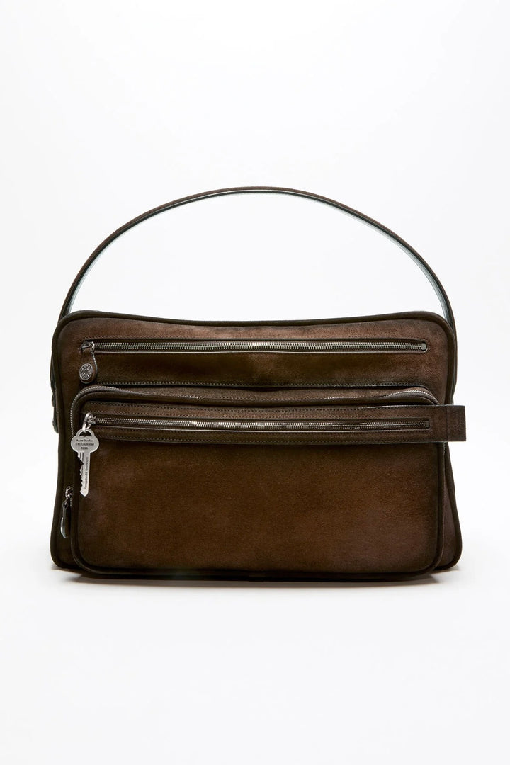 Camero Camera Suede Shoulder Bag Dark Brown