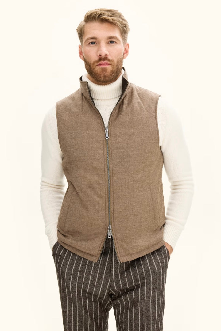 Reversible Padded Vest Walnut Beige