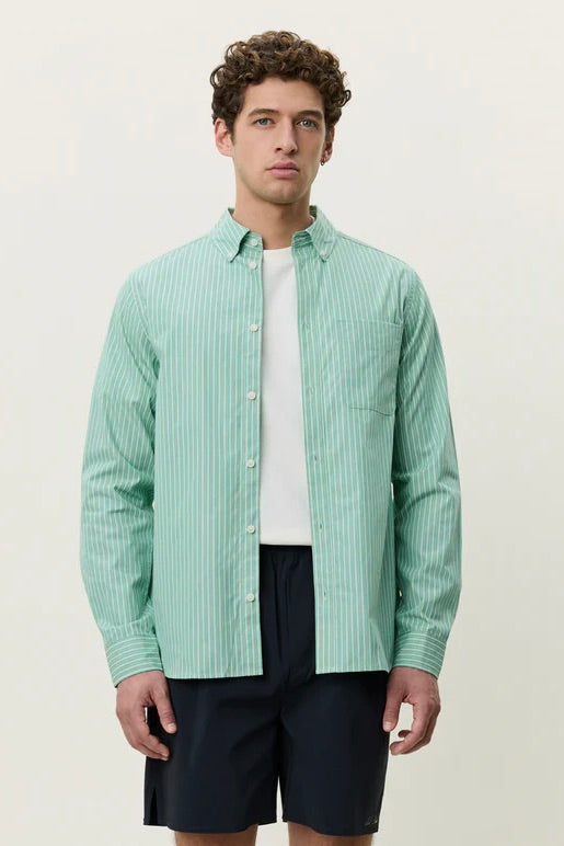 Stripe Poplin Shirt Green Spruce