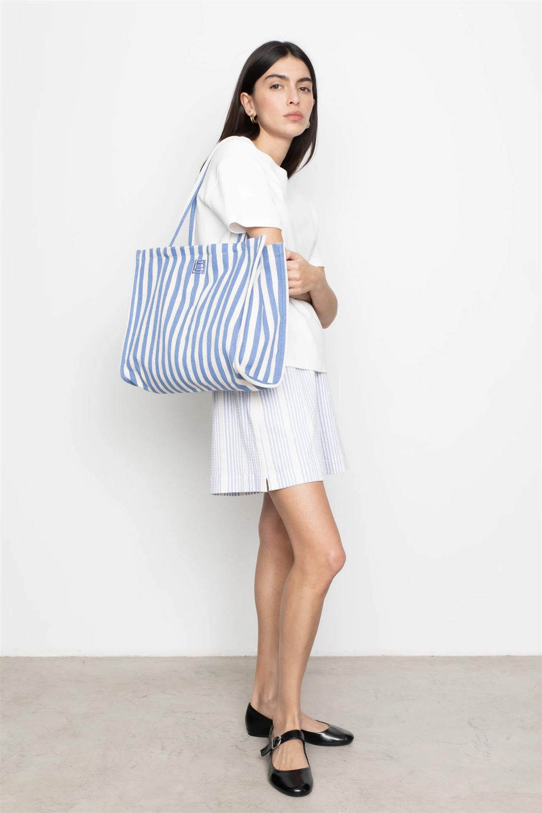 Ivy Tote Bag Blue Stripe
