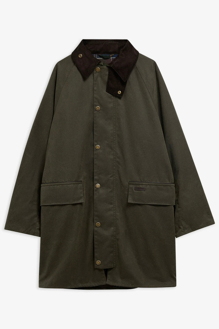 Barbour Country Waxed Mac Jacket Olive/Fern