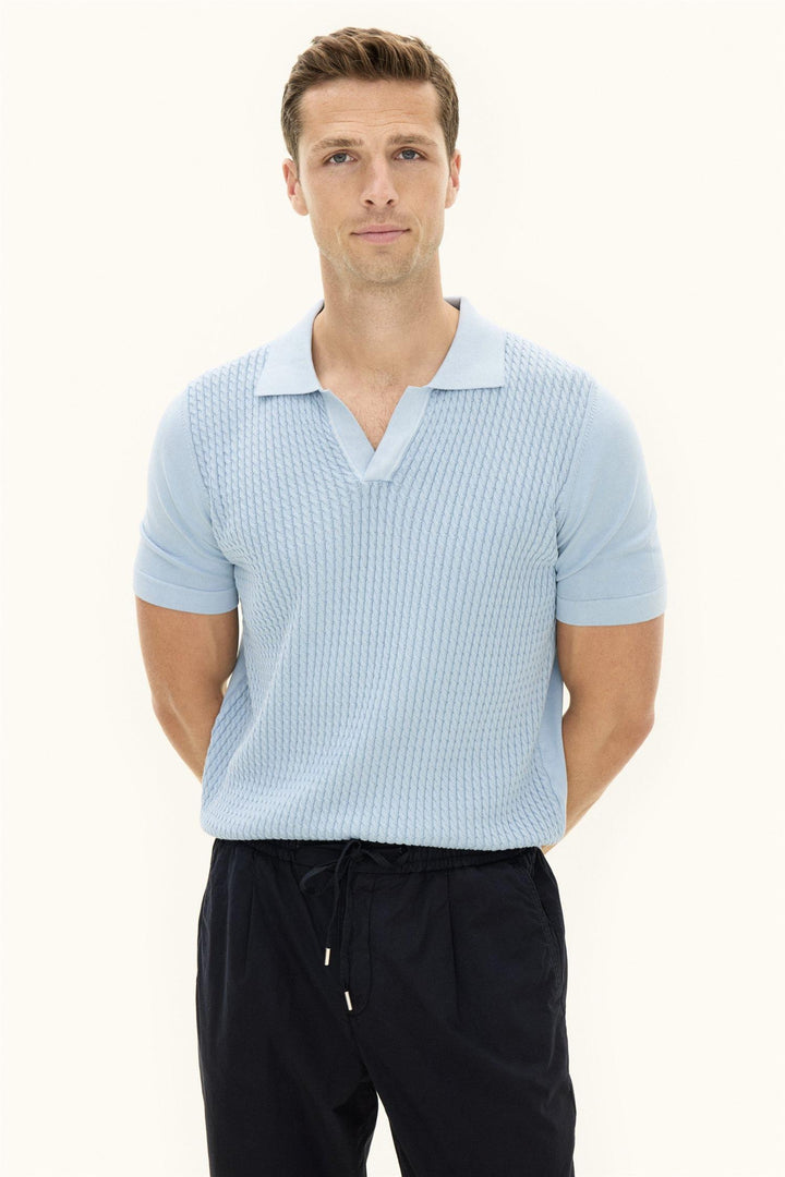 OSCAR JACOBSON Alf Short Sleeve Poloshirt Chambray BLue - Dale