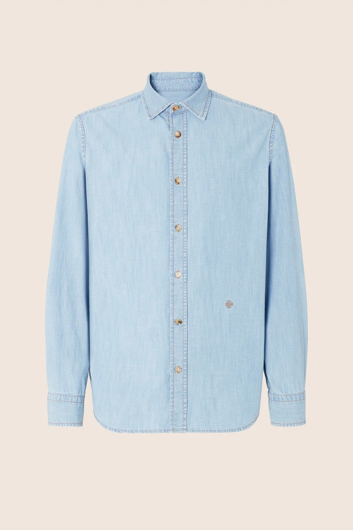 Lightweight Denim Shirt with Bleach Wash