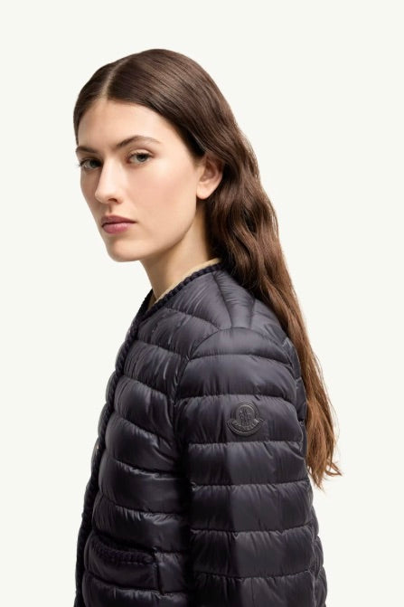 Circaete Braided Trim Short Down Jacket Navy Blue