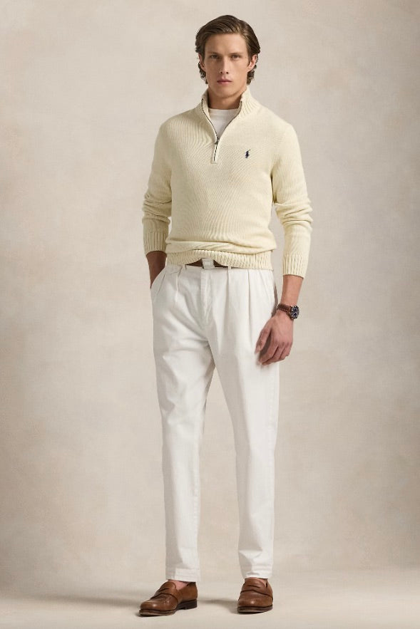 Cotton Quarter-Zip Jumper Andover Cream