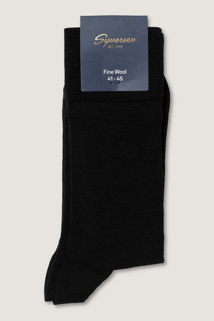 SYVERSEN Fine Wool Crew Sock Black - Dale