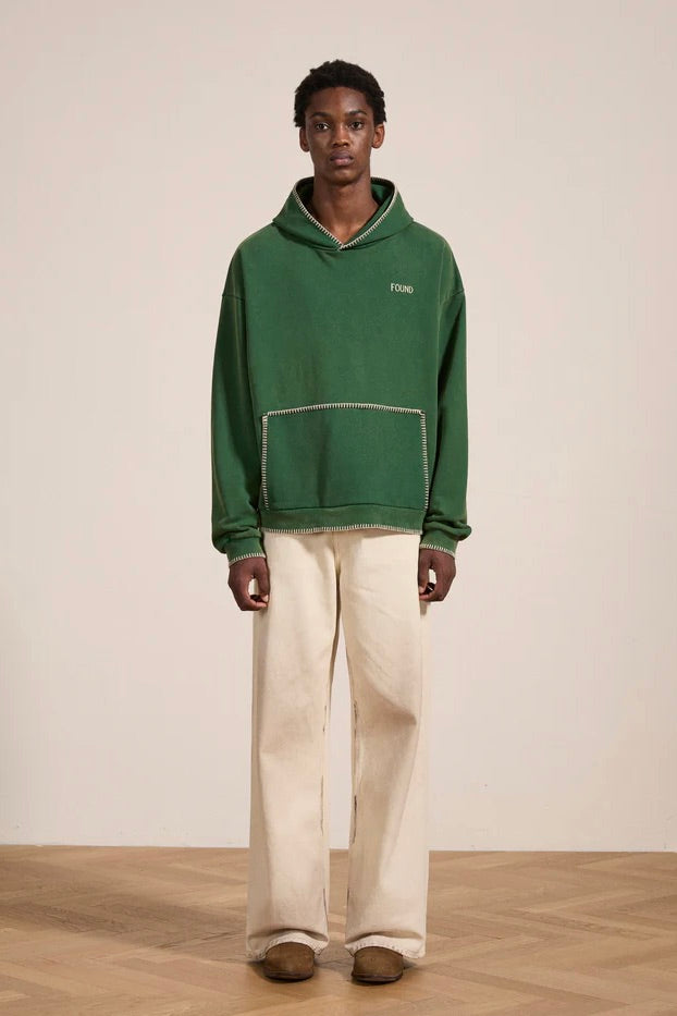 Stitched Border Hoodie Vintage Forest