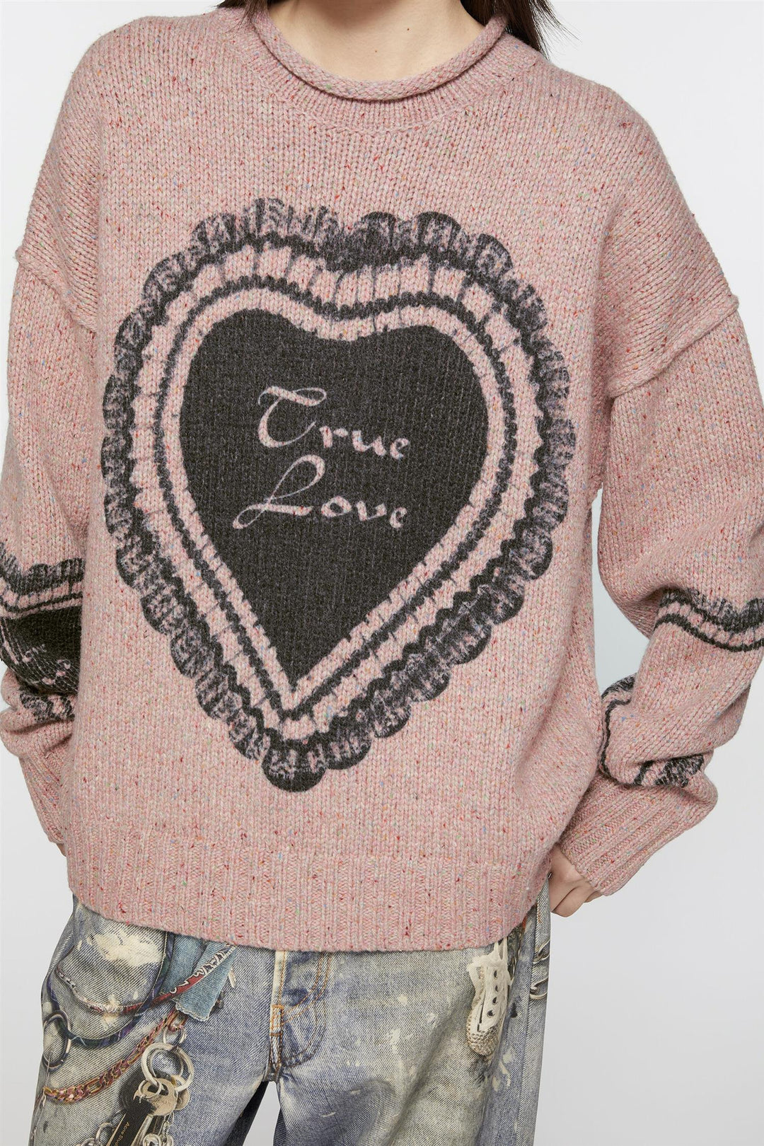 Printed Wool Blend Jumper Faded Pink