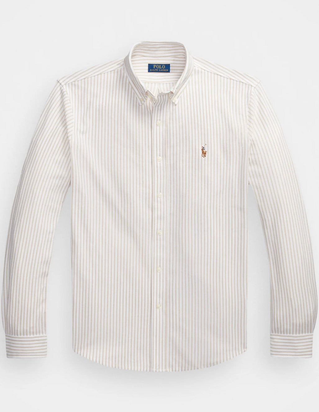 POLO RALPH LAUREN Herringbone Knit Oxford Shirt White/Coastal Beige - Dale