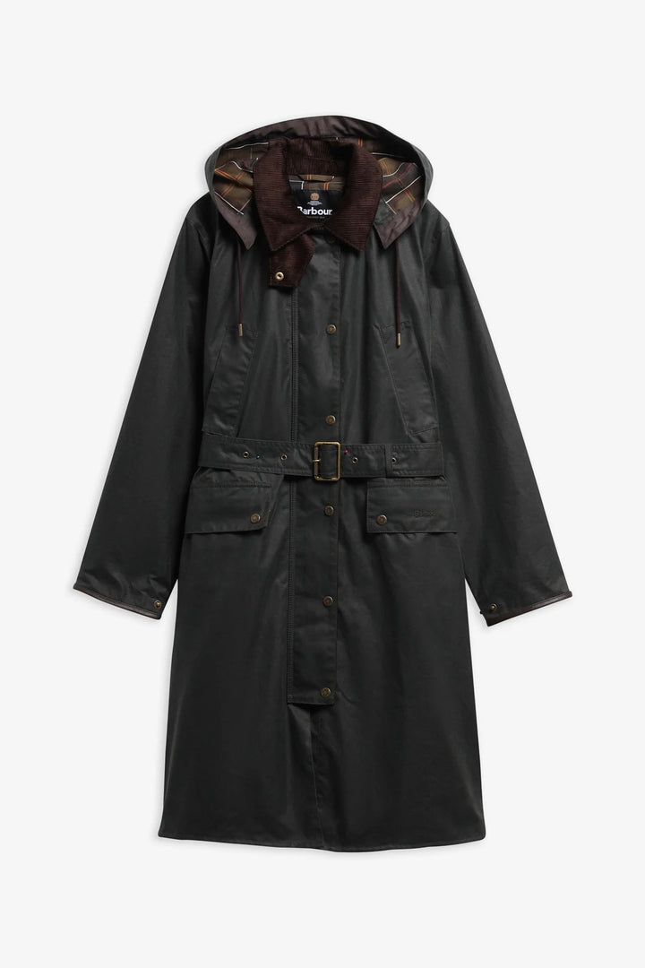 Barbour Antoinette Longline Waxed Jacket Sage