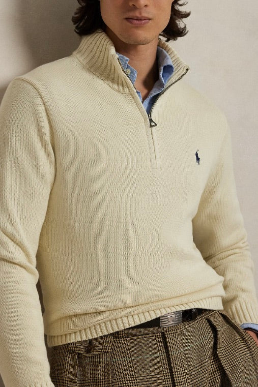 POLO RALPH LAUREN Cotton Quarter-Zip Jumper Andover Cream - Dale