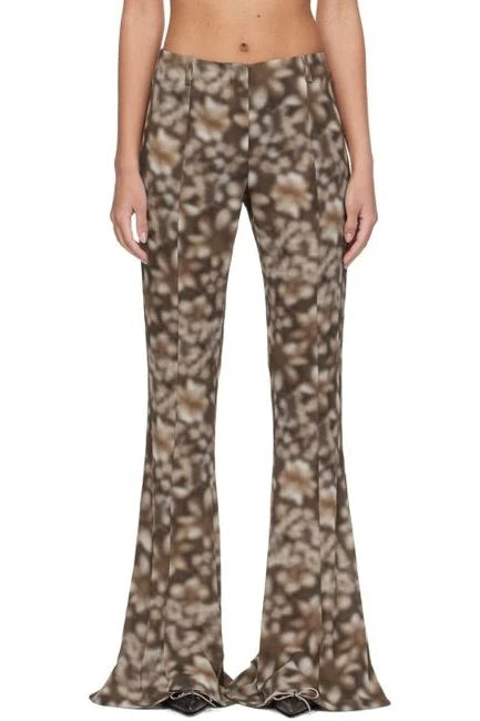 Fluid Print Trousers Brown