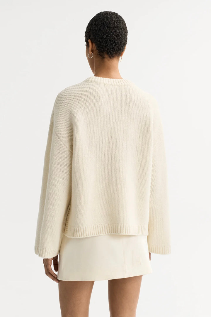 Chunky Crewneck Feather White