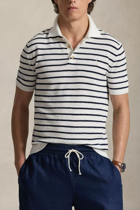 POLO RALPH LAUREN Short Sleeve Cotton Blend Polo Deckwash White Combo - Dale
