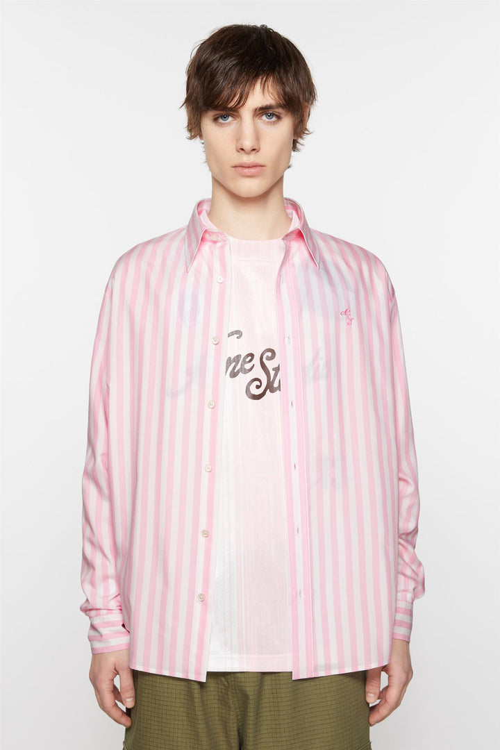 STRIPE BUTTON-UP SHIRT PINK