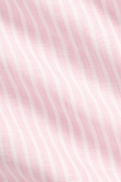 Custom Fit Striped Linen Shirt Pink White