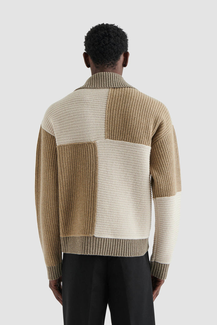 Franco Patch Cardigan Pale Beige