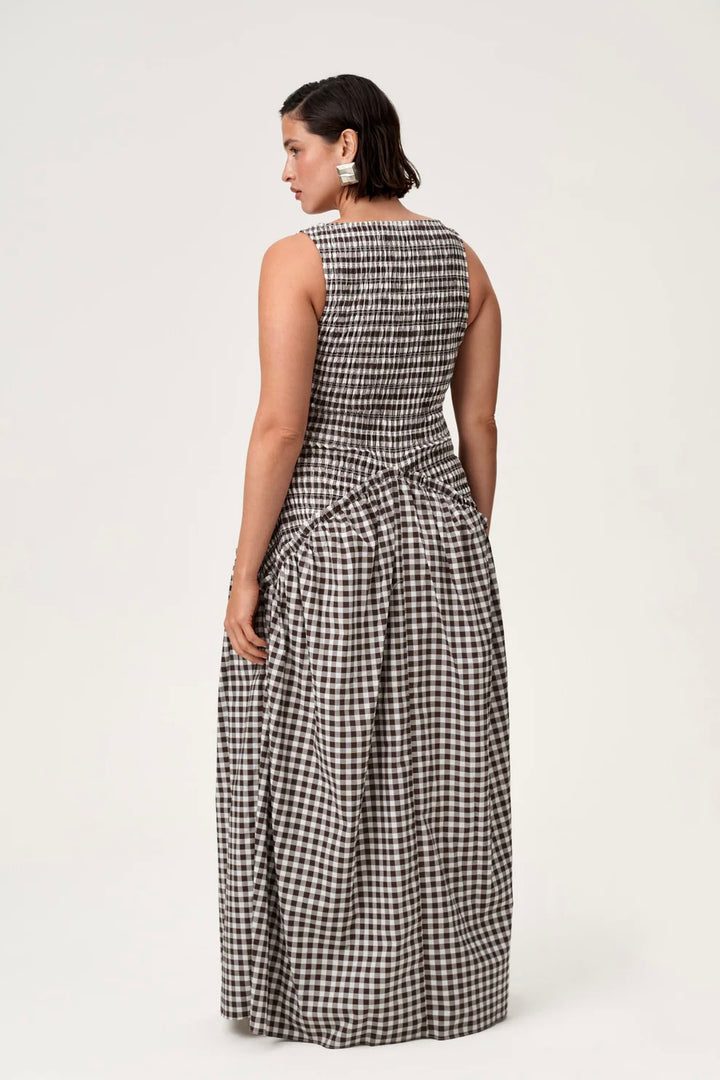 Madrid Dress Brown Gingham