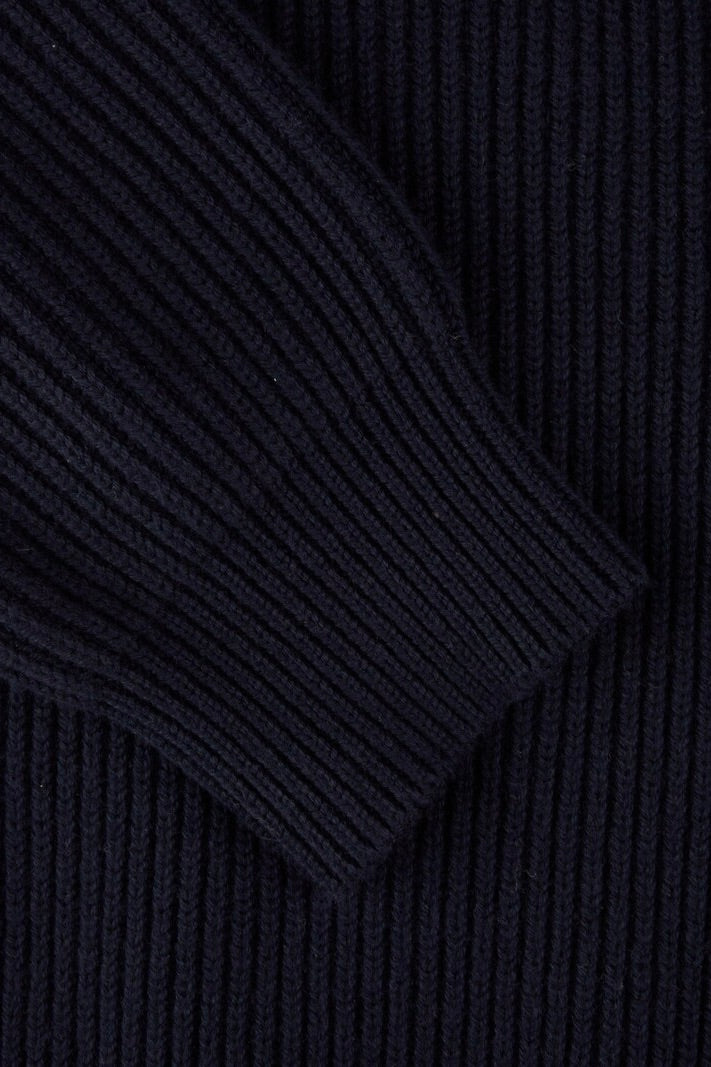 Cardigan Knitted Hybrid Buttoned Alcantara Navy
