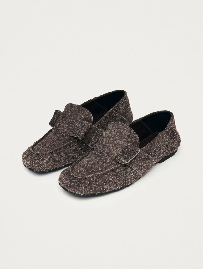 Aeryn Suede Fuzzy Brown Leather Loafers