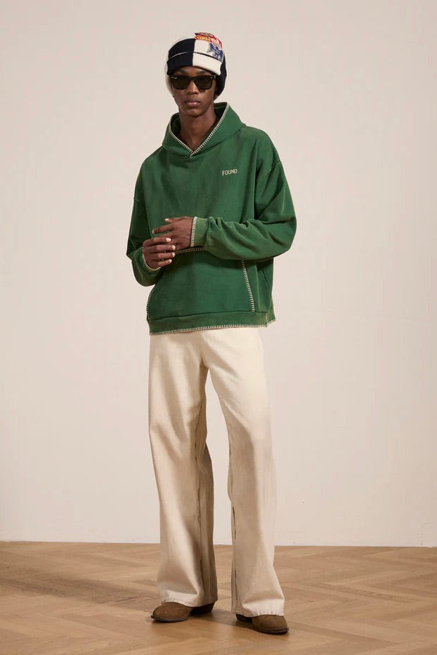 Stitched Border Hoodie Vintage Forest