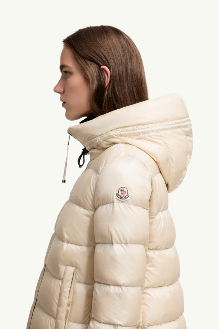 Suyenne Hooded Mid-Length Down Jacket Light Beige