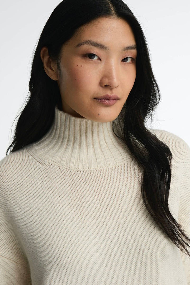 Woodhouse Cashmere-Blend Funnel Neck Jumper Summer Pearl/Ecru