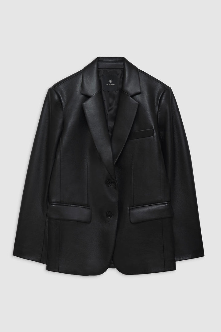 CLASSIC BLAZER - BLACK RECYCLED LEATHER