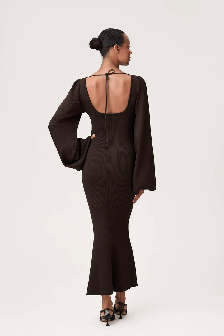 Rennes Midi Dress Brown