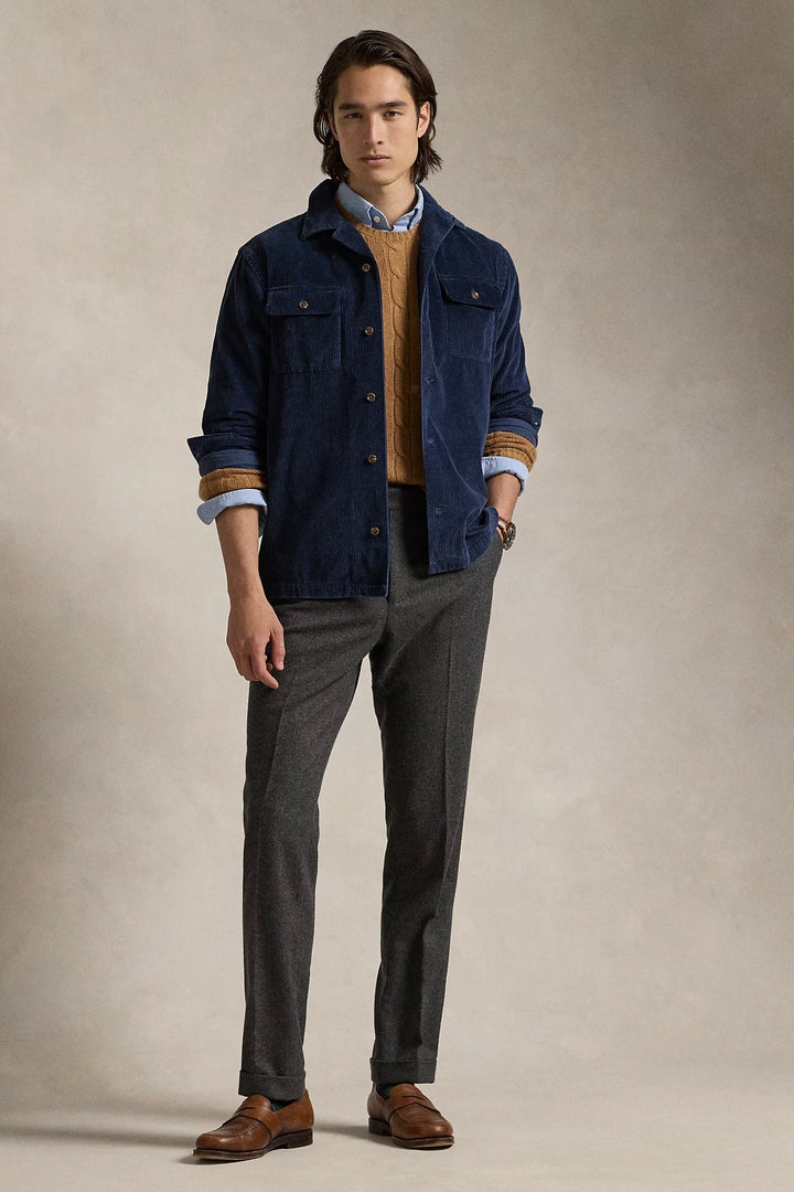 Classic Fit Corduroy Camp Shirt Newport Navy