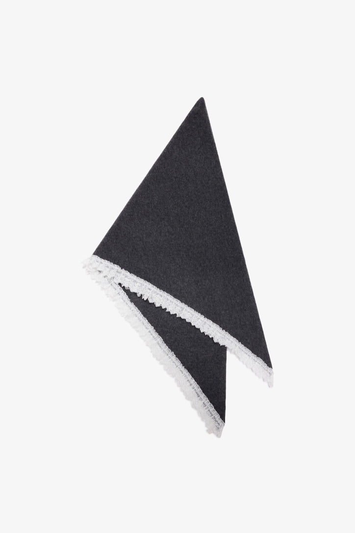 Wool Lace Triangular Scarf XXL Phatom