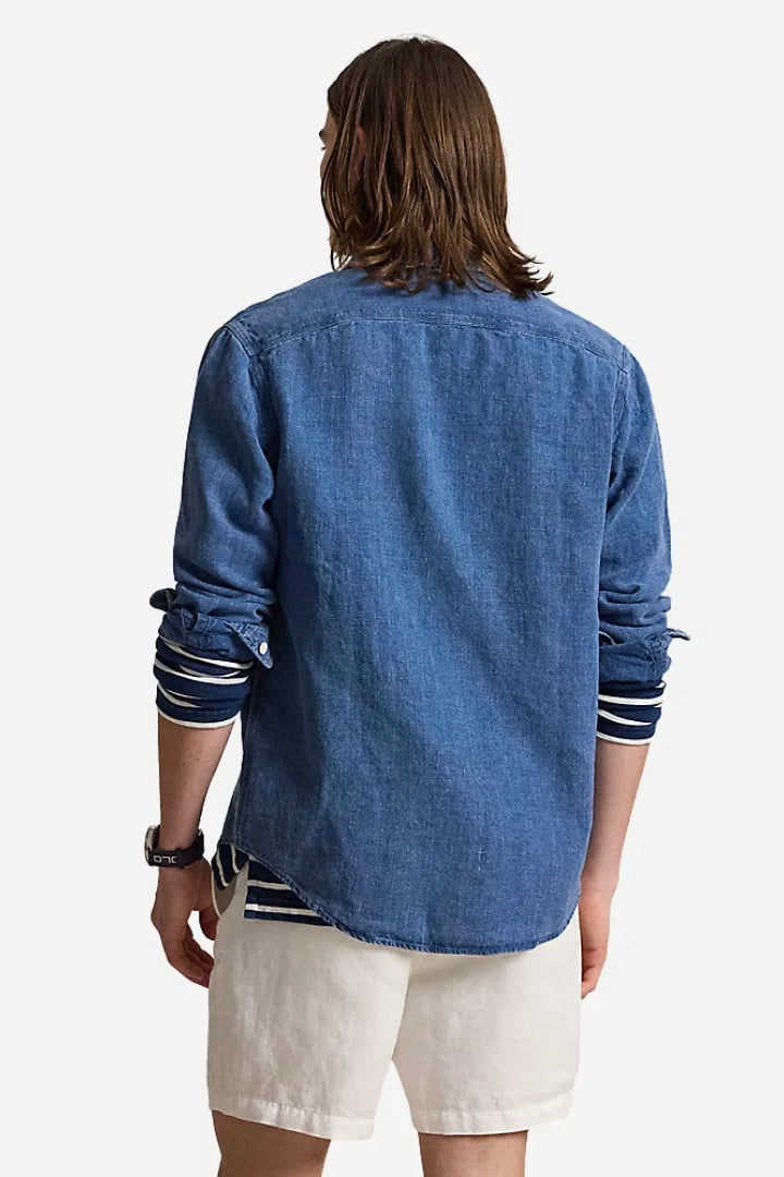 Linen Denim Sport Shirt Medium Indigo