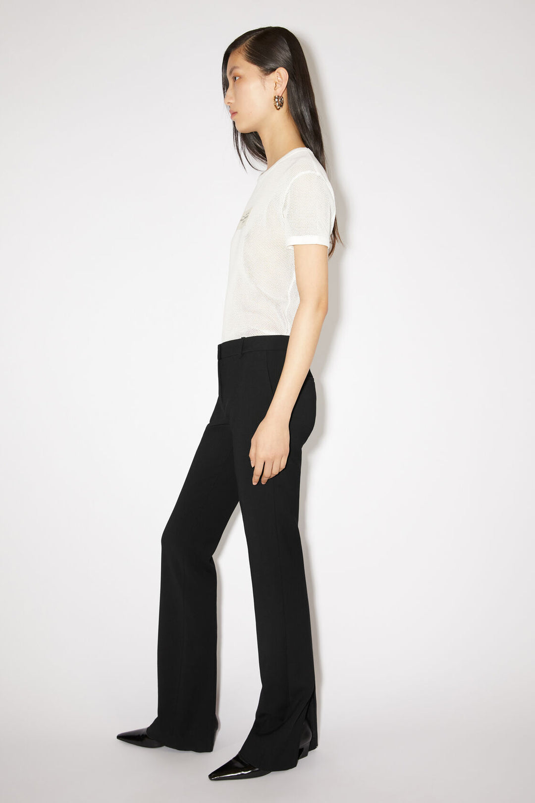 Tailored Wool Blend Trousers - Black