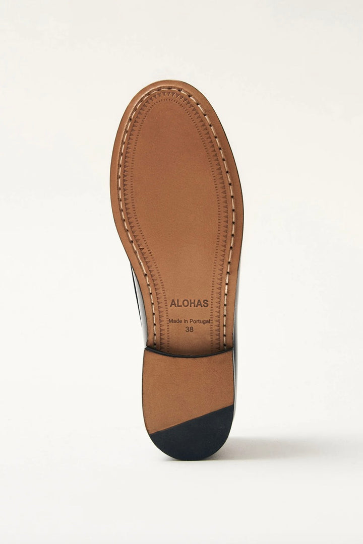 Rivet Black Leather Loafers