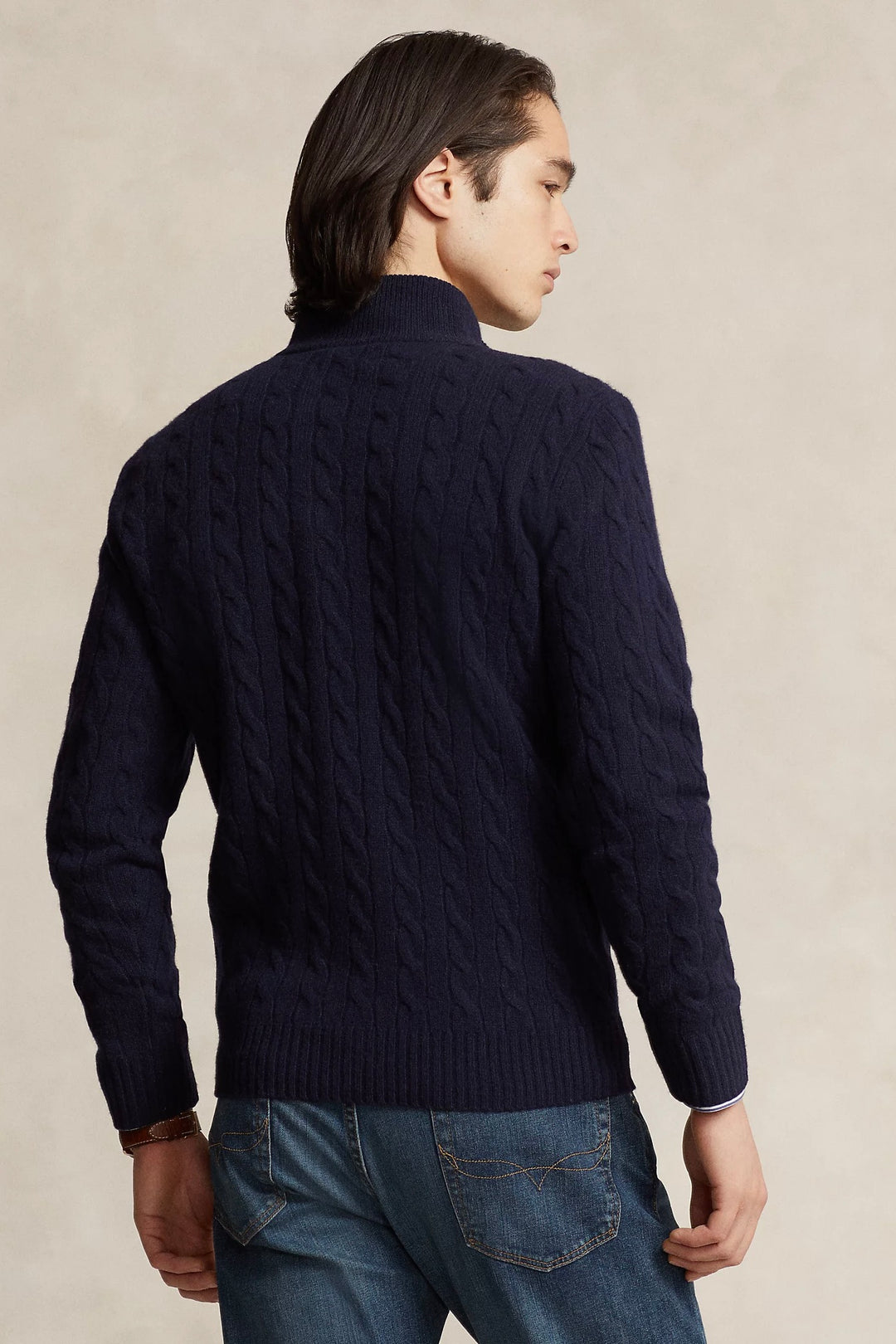 Cable-Knit Wool-Cashmere Jumper Hunter Navy