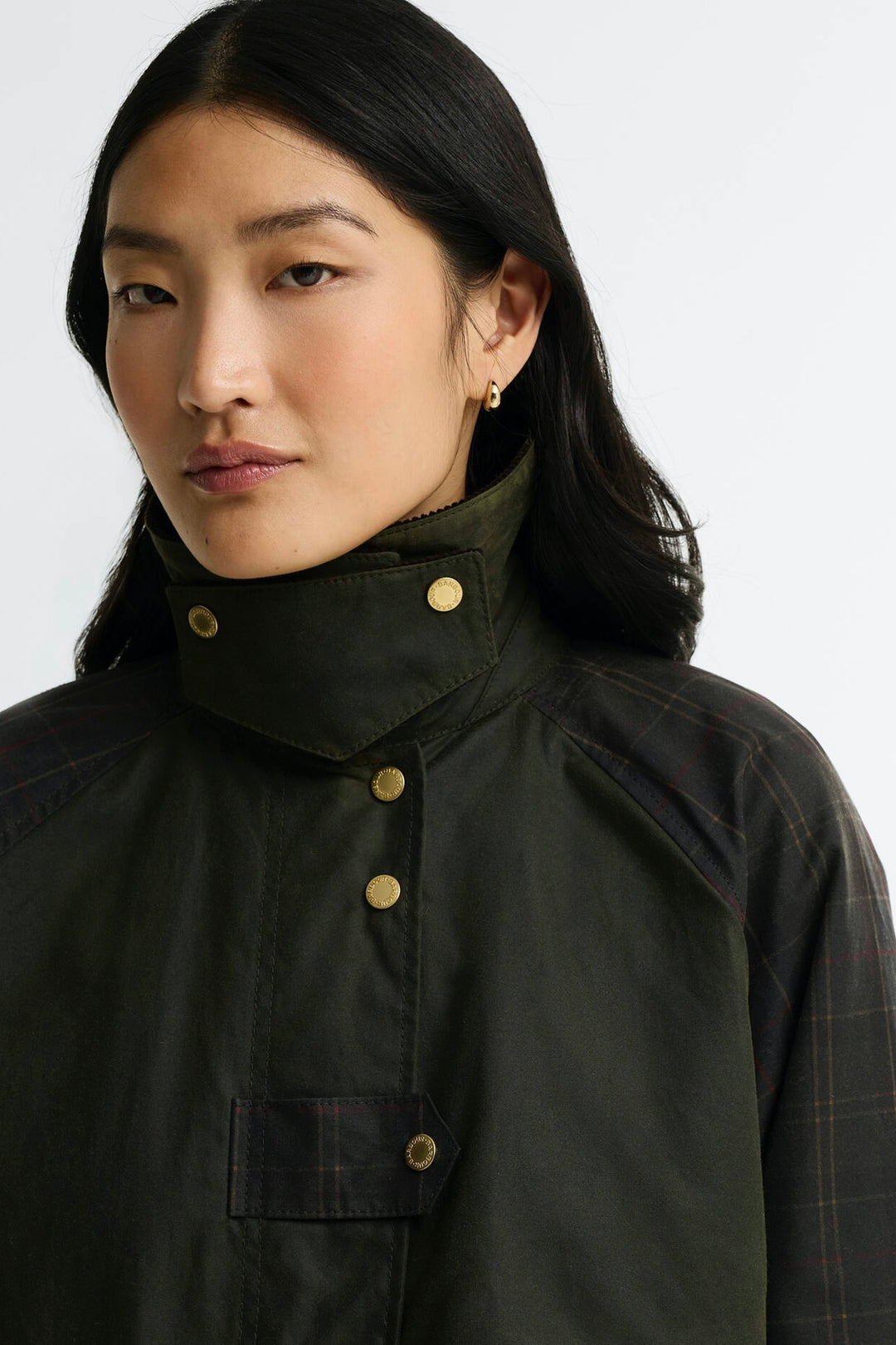 Barbour Check Kirklees Wax Jacket Olive