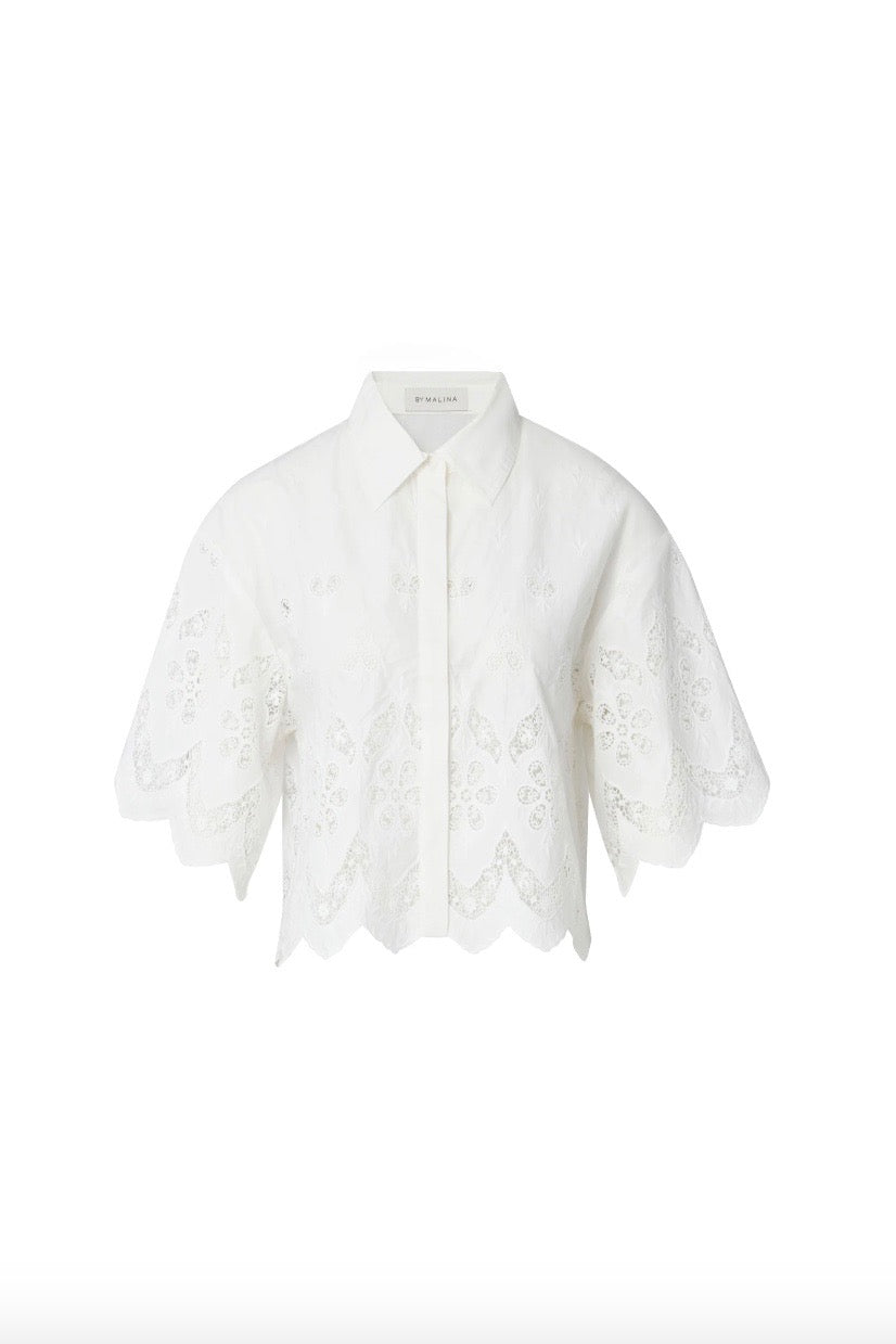 BY MALINA - Bibi short sleeve embroidered blouse - Dale