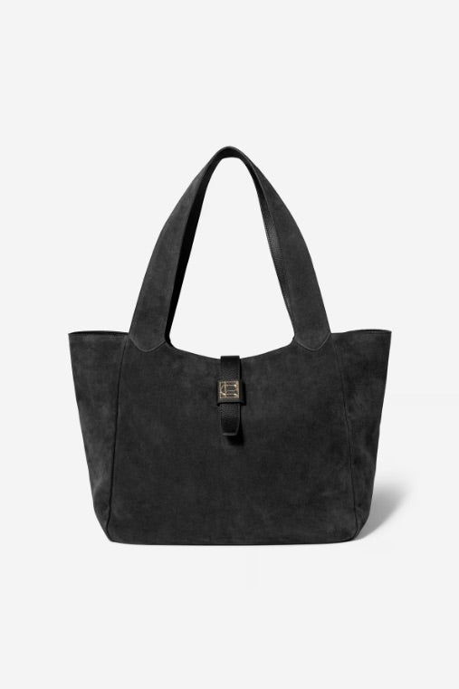 Lucille Tote Bag Large Black Suede