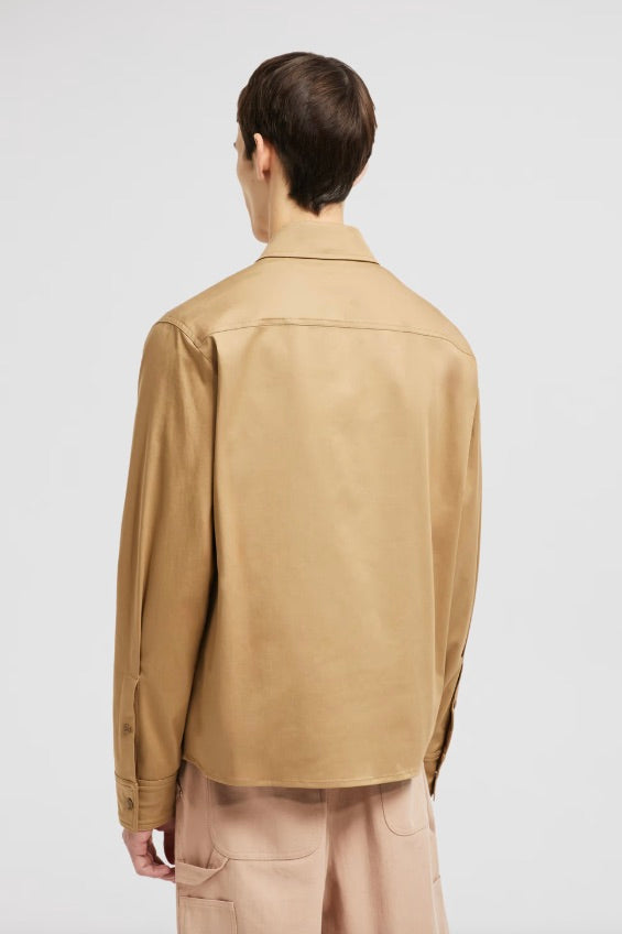 Cotton Gabardine Zip-Up Shirt Jacket